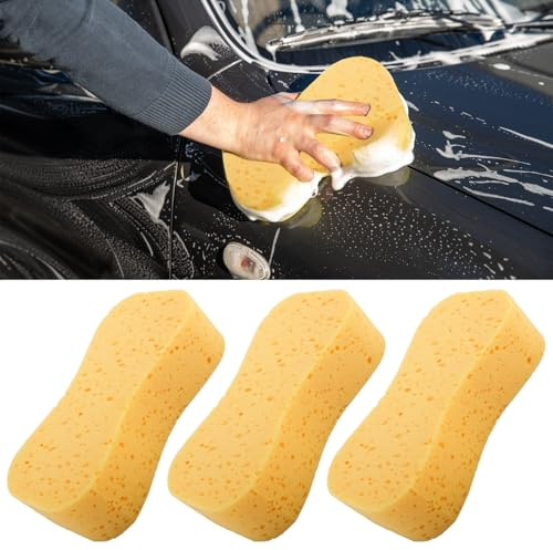 3 esponjas extragrandes para coche, esponja de lavado para limpieza exterior de coche, esponja de alta calidad para lavar y pulir, fuerte esponja de limpieza contra la suciedad y los arañazos