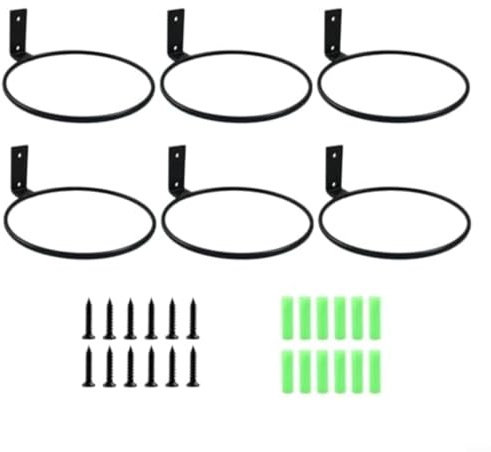 Anelli per piante da parete in metallo, 6 pezzi con hardware di montaggio completo, adatti per sostenere vasi in giardino, patio o casa, forti e resistenti alle intemperie, 12,7 cm