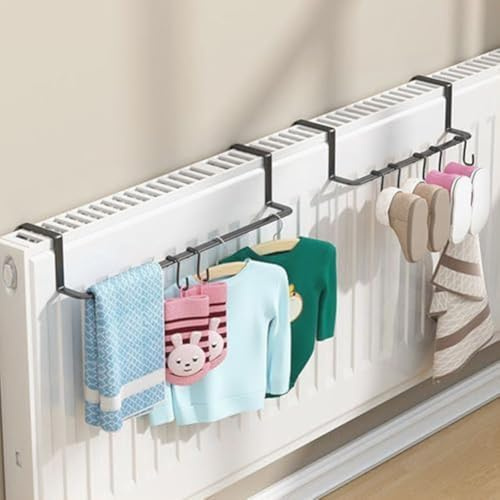 Space Saving Portable Clothes Drying Rack with Hooks for Clothes Towels Shoes Stable Design Suitable for Hanging on Railings Radiators Window Frames