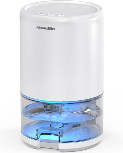 Lonxfy Dehumidifiers for Home, Small Dehumidifier for Bathroom, Mini Dehumidifier for Drying Clothes with Timer Sleep Mode and Auto Shut Off Defrost, 7 Color Light Quiet Dehumidifier for Closet RV