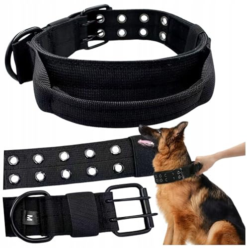 Wobbler Hundehalsband mit Griff, Verstellbar 45-55 cm, Breite 4 cm, Größe L, Schwarz