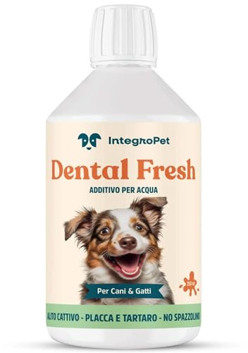 Integropet - Dental Fresh per Pulizia Denti Cane e Gatto 250 ml - Rimedio per Alitosi Cane Contro Placca, Tartaro e Alito Cattivo