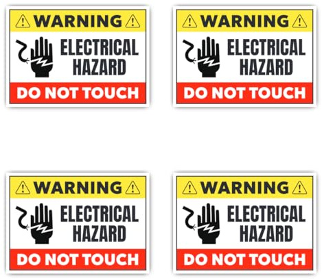 Aufkleber: 100 mm, 4 Stück - WARNING Electrical Hazard Do Not Touch Warnschild Strom