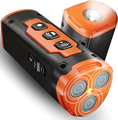 Hikolit Anti Bell Gerät Hunde, 3X Ultraschall Hundegebell Stopper, 15m Reichweite, Tragbares Antibell Ultraschall Gerät mit LED-Taschenlampe für Kleine Große Hunde Innen Außenbereich Hund (Orange)