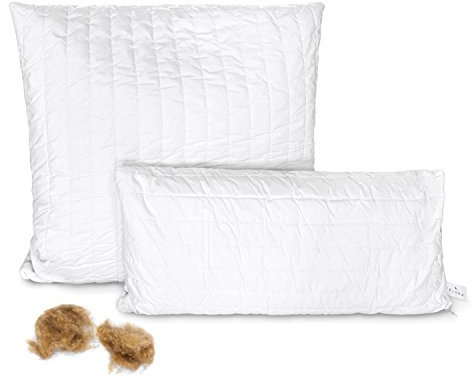 Kamelhaar Kopfkissen Kissen mit 100% Kamelhaarflaum Füllung in Bio-Qualität; 80 x 80 cm; Kamelhaarkissen 860 g Reine Kamelhaarfüllung