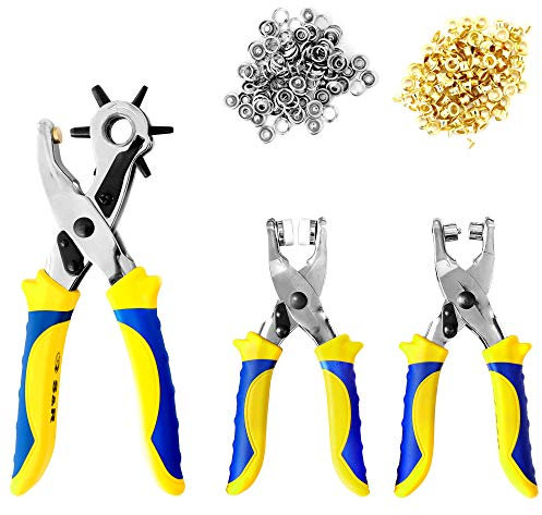 S&R Premium Zangen-Set: Revolver-Lochzange, Druckknopfzange & Ösenzange für Leder, Textil & Kunststoff – Ergonomisch, Hitz- & Ölgehärtet, CrV-Stahl, Größen 2-4,5mm