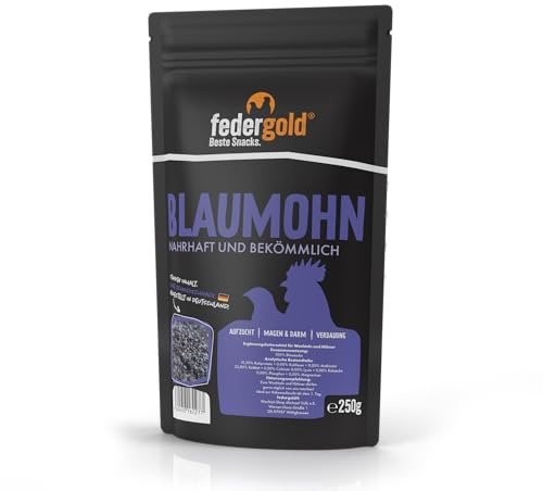 federgold Pavot bleu 250 g – Aliment supplémentaire de qualité supérieure pour cailles et poulets | Favorise la digestion et l'absorption de la nourriture | Idéal pour les poussins à partir du 1er