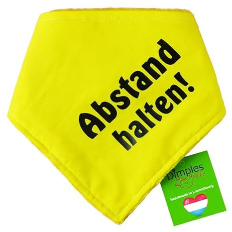 Dimples Hundehalstuch Gelb - Abstand Halten - Bitte Hund Nicht anfassen -Warn Halstuch für kleine mittlere und Grosse Hunde, die nervös, ängstlich, läufig, bissig oder in Ausbildung sind 25cm