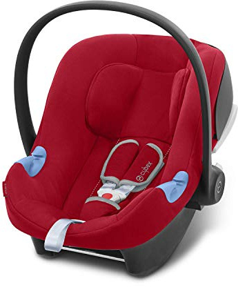 CYBEX Silver Babyschale Aton B i-Size, Inkl. Neugeboreneneinlage, Ab Geburt bis ca. 24 Monate, 45 bis 87 cm, Max. 13 kg, Für Autos mit und ohne ISOFIX, Dynamic Red