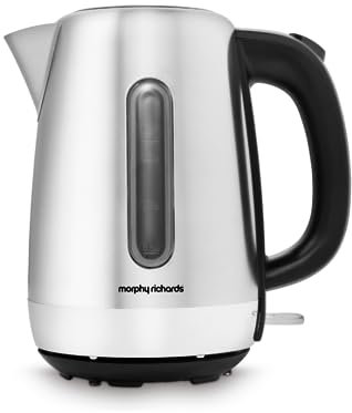 Morphy Richards Equip Jug Kettle, 1.7L, 3Kw Rapid boil, Removeable Limescale Filter, Easy View Water Gauge, Brushed Stainless Steel Case, 102786