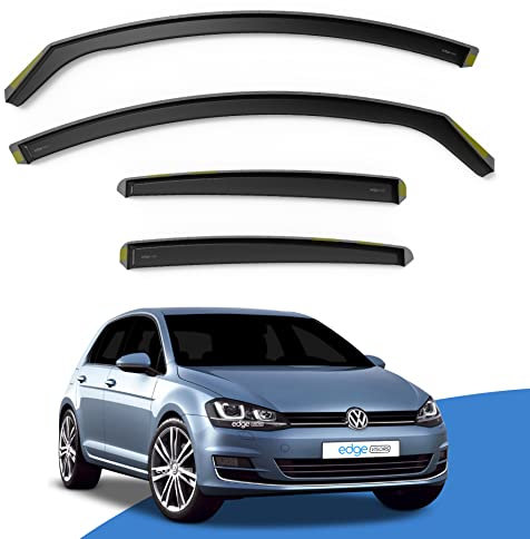EdgeVisors Wind Deflectors | Fits: VW GOLF MK7 (2012-2020) 5 Door Hatchback 4pc Set | In-Channel Rain Guards for Wind, Rain & Sun Protection, Easy Installation - Tinted