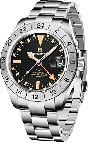 Pagani Design Uhren Herren GMT Automatik Automatik Mechanisch Analog Saphir Sport Wasserdicht Leuchtend Handgelenk Uhr (Aorange)