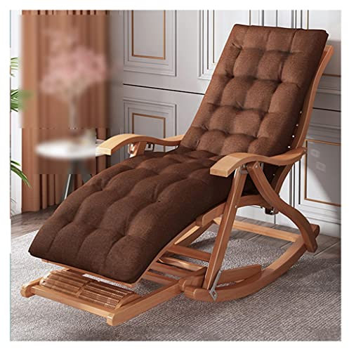DUNAKE Liegestuhl Klappbar Holz, Chaiselongue Indoor Mit Armlehnen, Tragbare Holzwippe Mit 5-Fach Verstellbarer Hochklappbarer Liege Mit Fußstütze Fußmassage Für Balkongarten