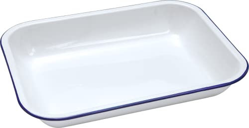 FALCON Enamel Bake Pan Blue & White Large 37 X 29.5 6cm Roasting Baking Tray (61037)