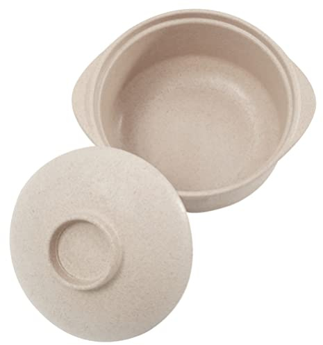 Hemoton Microwave Safe Children with Lid and Double Handles 5.51X4.72X3.14In Insulated Soup and Porridge Bowl for Kids Breakfast and Easy Cleaning