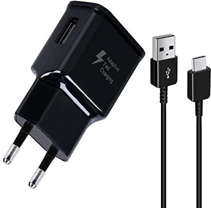 USB Ladegerät Stecker für Samsung Galaxy S9, S10, S20, S21 FE, A04S, A13, A14, A15, A25, A34, A53, A54, A71, und andere Smartphones Schnellladegerät Netzteil Adapter mit Ladekabel (Schwarz)
