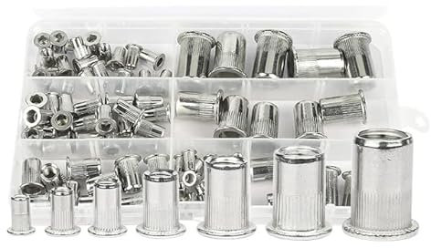 Aluminium-Nietmuttern-Set M3 M4 M5 M6 M8 M10 M12 Blindnietmuttern-Set Edelstahl-Kohlenstoffstahl-Gewindeeinsatz-Muttern-Set-304 M3-M12