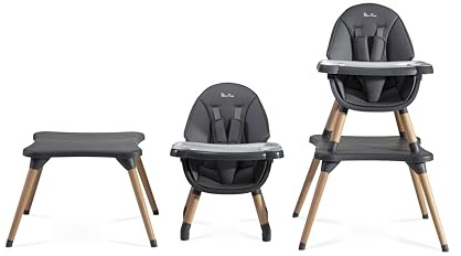 Silver Cross - Eat&Play 4-in-1 Highchair - Convertible Baby Chair - Highchair, Booster seat, Toddler Chair & Table All in 1-6 Months to 5 Years - Graphite