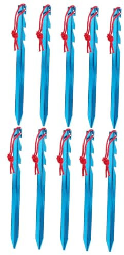 10 Stück Zeltheringe, Zeltstifte, leichte Zelte, Outdoor-Hering, Zeltheringe, Heringe, Camping-Spikes, Plane, feste Erdspieße, Hering, Campingzelte, Aluminiumlegierung, Aluminium-Bodennägel (blau x