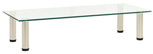 ShGaxin Meuble TV, meuble de salon, petit meuble, table d'appoint, table de télévision, en verre trempé transparent, 80 x 35 x 17 cm