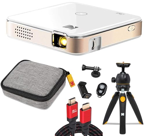 KODAK Luma 150 Ultra Mini Pocket Pico Projector - Built in Rechargeable Battery & Speaker, 1080P Support Portable Wireless LED DLP Video Projector with Travel Case, Kodak 9 Tripod & 6FT HDMI Cable