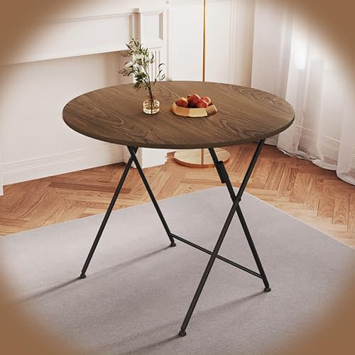 ZYBOWAYL Rund Klapptisch Klappbar Gartentisch Bistrotisch aus Holz Platzsparend Balkontisch Multifunktion Esstisch Modern Dekorative Holz Tisch Tragbare für Essen/Kochen/Picknick/Outdoor(Color:D)