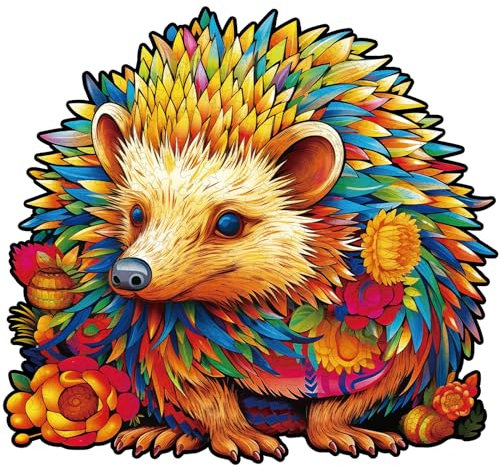 Funnli Holzpuzzles für Erwachsene und Kinder,Einzigartige Tierförmige Holz-Puzzle (Kluger Igel), Puzzle aus Tierteilen
