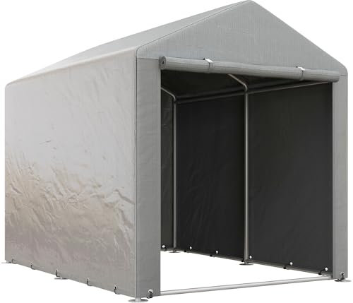 Outsunny Capanno Porta Attrezzi 1.6x2m Pieghevole, Tenda Garage per Bici e Moto con Copertura Anti-UV e Porta Larga, Grigio Chiaro
