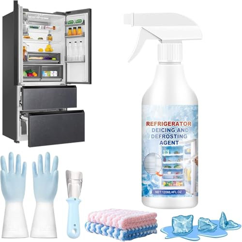 Defrosting Spray for Freezers Only, Rapid Fridge Freezer Defrosting Spray, Defrosting Spray for Fridge Freezer, Powerful Refrigerator Defrost Spray, Fast Frost Removal & Streak-Free Shine (1Pcs-120ml)