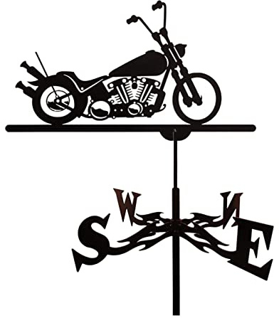 Wetterfahne aus Edelstahl, für Motorrad, Wetterfahne, Gartendekoration, Typ 4, Schwarz