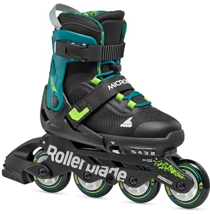 Rollerblade MICROBLADE XT, Inline-Skates für Jungen, Freizeit Inliner, Schwarz/Petrol Grün