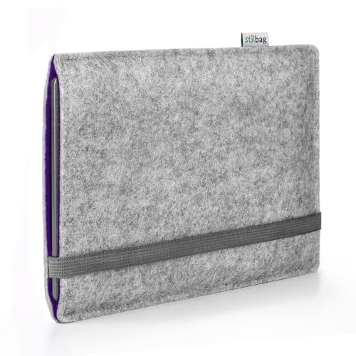 Stilbag Finn Étui de protection en feutre pour liseuse Amazon Kindle Paperwhite Signature Edition - Couleur : gris clair/violet - Fabriqué en Allemagne
