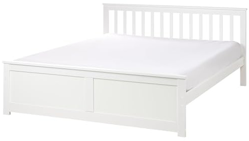Letto matrimoniale in legno di Pino bianco con Rete a Doghe 160 x 200 cm