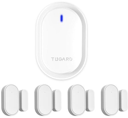 260 FT Range Doorbell Wireless Detector para puertas y Windows, 39 ringtones, 1 puerta alarma con 4 pares sensores de puerta, sistema de alarma de seguridad doméstica, tienda de seguridad, blanco