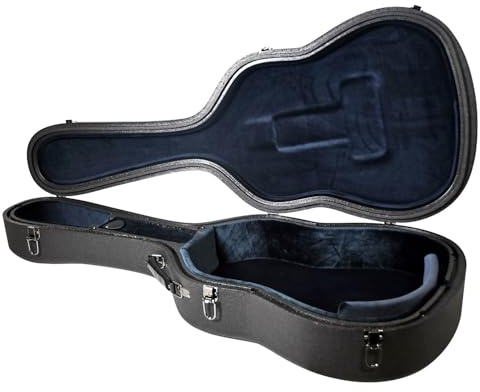 Chord | EPP Moulded Hard Western Acoustic Guitar Case | Ultra-Lightweight Expanded Polypropylene | Fits Dreadnought, Grand Auditorium & OM Guitars | Lockable with Shoulder Strap & Plush Interior