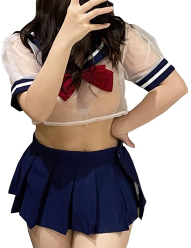 CHILIRIA Traje de lencería de colegiala de talla grande, disfraz de anime japonés, para juegos de rol, cosplay, uniforme de marinera