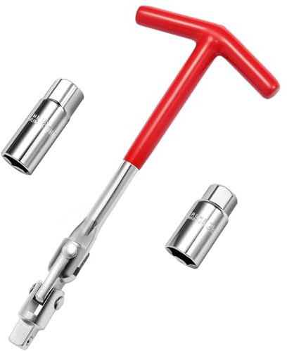 pwkauka 3Pcs Spark Plug Socket Wrench Set T-Handle, Universal 5/8 & 13/16 Spark Plug Tool Remover and Installer Tool for Motorcycles, Lawn Mowers, Small Motor Vehicles, Car Accessories