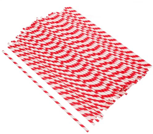 BESPORTBLE 100 Bâtonnets en Papier Biodégradables pour Barbe à Papa Cônes Rouges et Blancs 6X350 MM Accessoires Fête Écologiques Porte-Cornets de Bonbons Décorations Anniversaire et