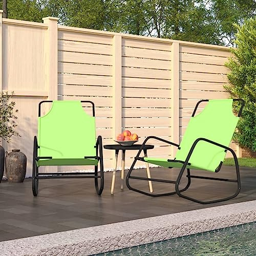 Frdhee Campingbett, Schaukelliegen 2 STK. Grün Stahl und Textilene Gartenliege Klappbar für Balkon, Terrasse, Garten