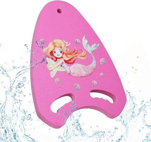 MoKo Kickboard för barn, simbräda med ergonomiskt handtag, tecknad simträning, kickboard, poolträning, främjar naturlig simposition, magenta och stjärnsjöjungfru
