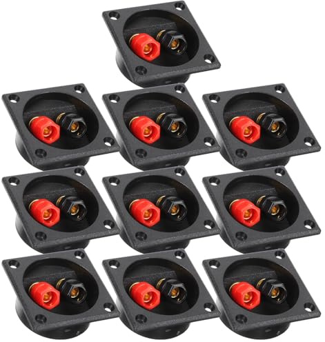 PRETYZOOM 10 Pezzi Connettori per Altoparlanti Subwoofer Auto, Morsetti Terminali per Cavi Audio, Scatola Terminale Nera 57x57 Mm per Installazioni Fai da Te in Casse Acustiche e Veicoli