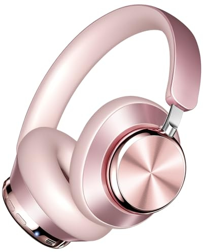 Wentronic Bluetooth Headphones Wireless Active Noise Cancelling Over Ear Headphones 48 Hours Playtime Headphones with Soft Ear Cushion - Pink