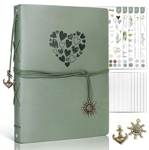 BIROYAL Gästebuch Hochzeit, Hochzeitsgästebuch Blanko, Ledercover, 80 Seiten 250g Papier 20,5x27cm - Großes Format, Mit 500+ Stickern, 1020 Fotoecken & 2 Ersatzmetallteilen, Für Verlobung, Jubiläum