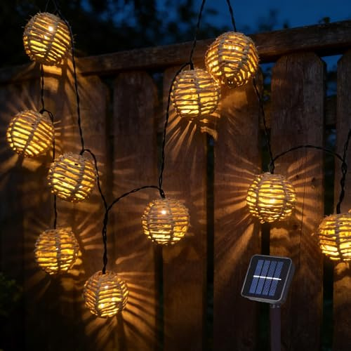 LED Solar Lichterkette Aussen,Solar Lampions Außen Wetterfest,Led Lichterkette Außen Solar,Papierseil Solar Lichterkette Outdoor Lampions,für Garten,Terrasse,Balkon,Partys