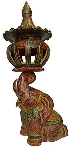 Rotfuchs Dekofigur Elefant Tierfigur Tonfigur Balkon Dekoration Gartenfigur Asiatischer Elefant 78 cm aus Ton Handarbeit