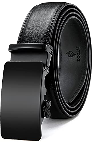 DOOPAI Gürtel Herren aus Echtleder, Automatik Ratschengürtel 35 cm Breit | Einstellbar Gürtel mit Geschenkbox für Casual Arbeits