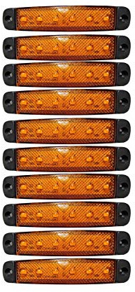 JJ 10 x 6 LED Begrenzungsleuchten, Seitenmarkierungsmarkierung, 24 V, Orange, für LKW, Wohnwagen, Fahrgestell, Anhänger, E13 zugelassen