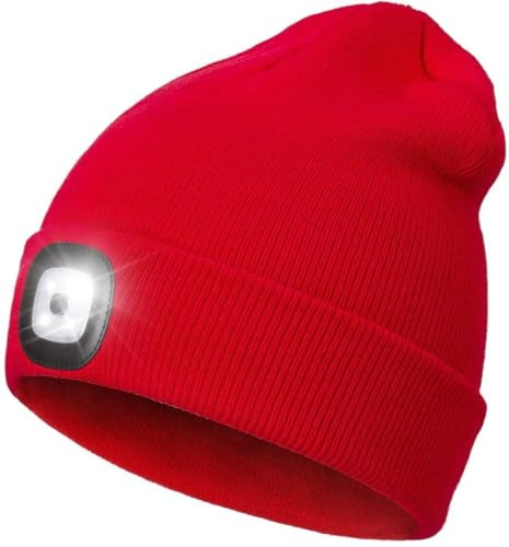 COTOP Mütze mit licht, Wintermütze Herren Damen, Strickmütze mit Stirnlampen, Geschenke Männer für Joggen, Lauf, Ski, Radfahren, Camping