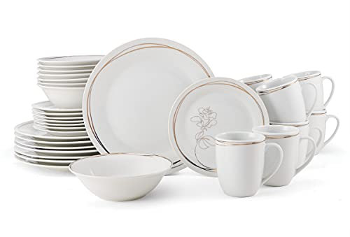 Fitz and Floyd Love Blooms 32-Piece Dinnerware Set, Service for 8, Metallic Gold
