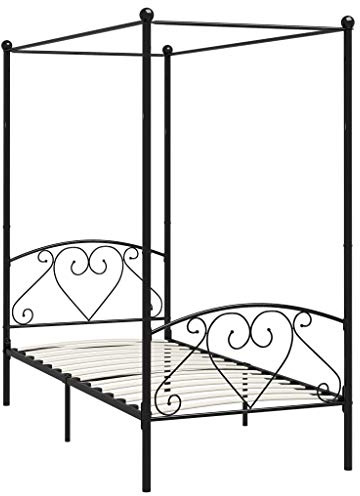 vidaXL Bettrahmen für Himmelbett, Metall, 100 x 200 cm, Schwarz